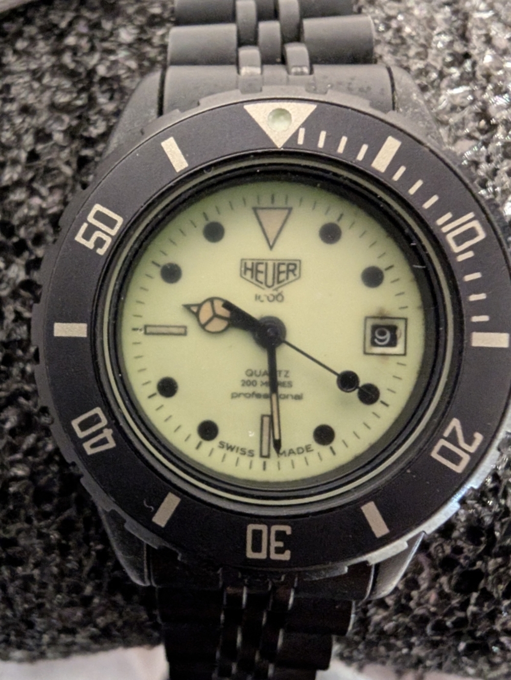 Collector Heuer 980.030N Black PVD Full Lume Diver  28mm Excellent Condition